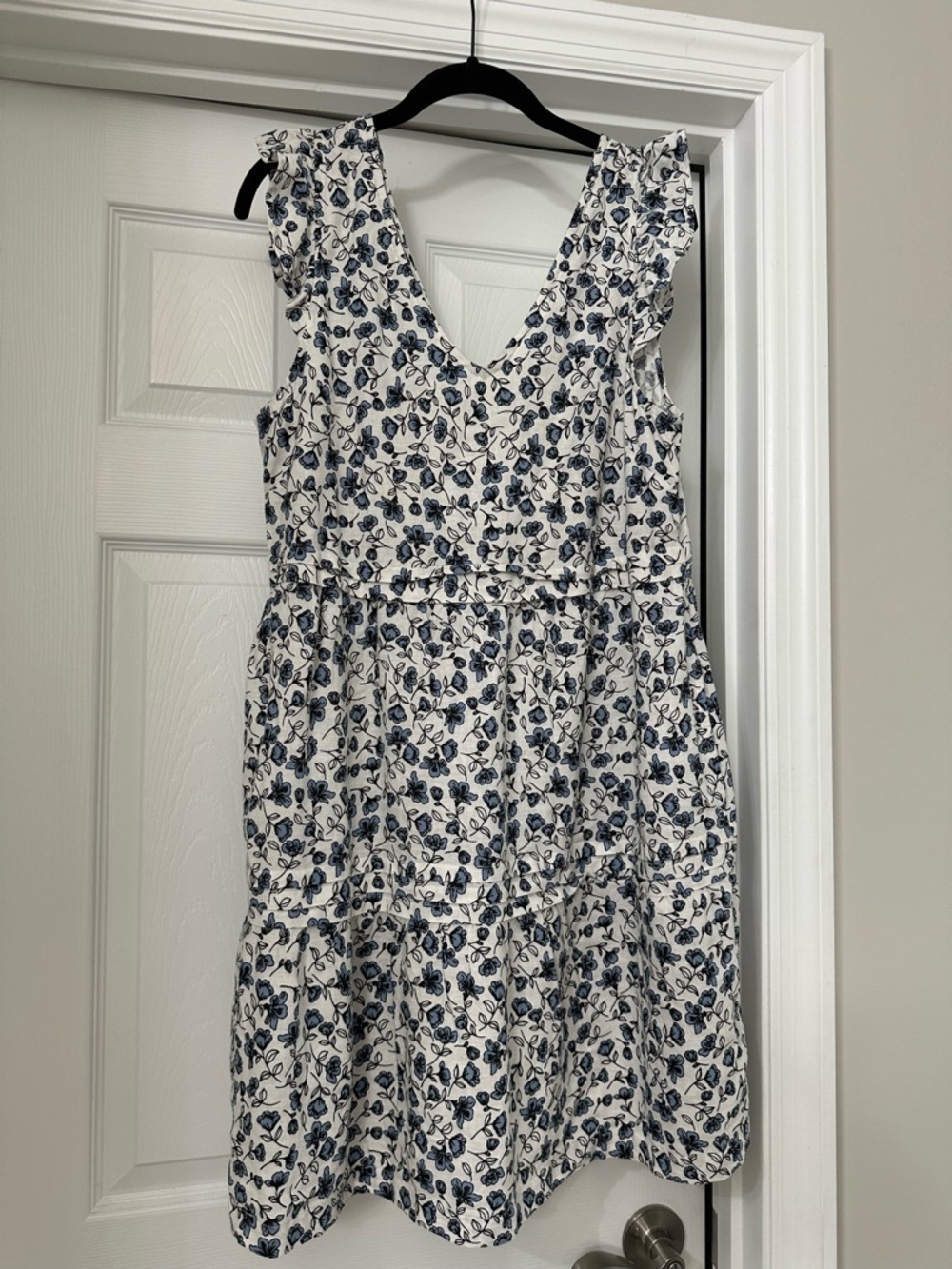 Lucky Brand White Dress with Blue Floral Print